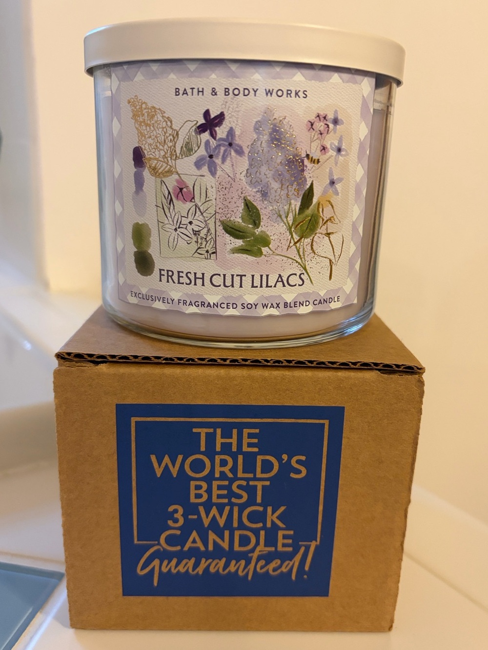 Bath & Body Works Fresh Cut Lilacs Scented 3 Wick Candle NEW NIB